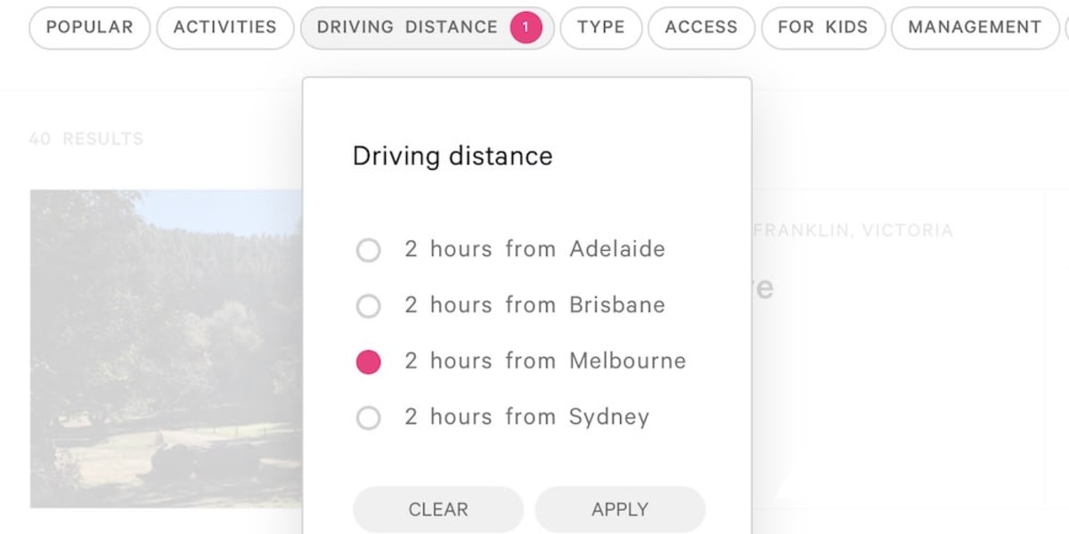 New driving distance filters Anycamp